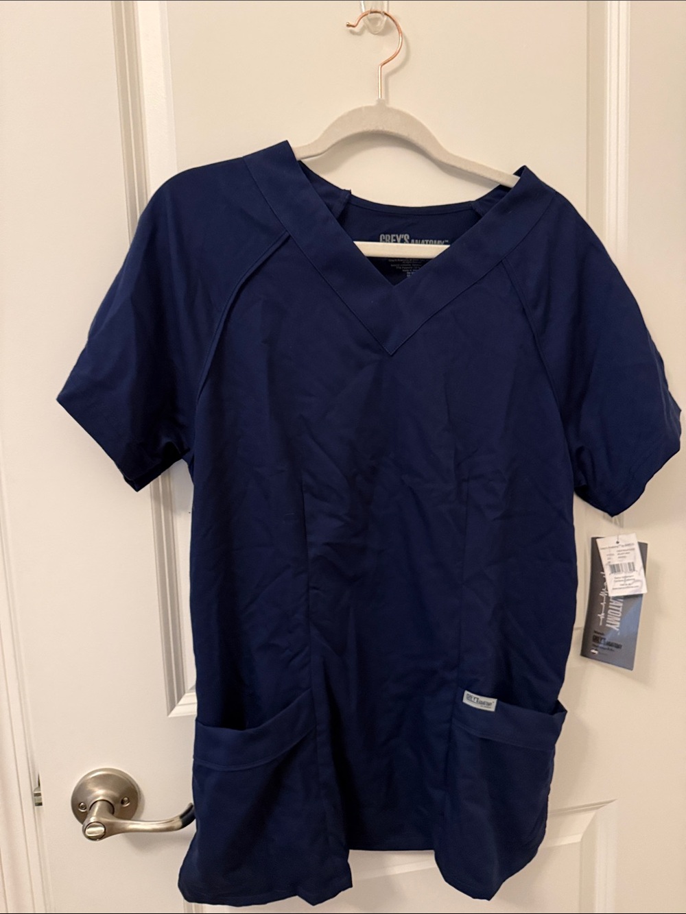Navy Blue Medical Scrub Top - V-Neck